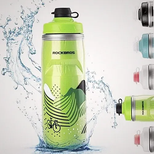 Bike Water Bottle 21oz Bicycle Water Bottle for 5hrs Insulation Sports Green