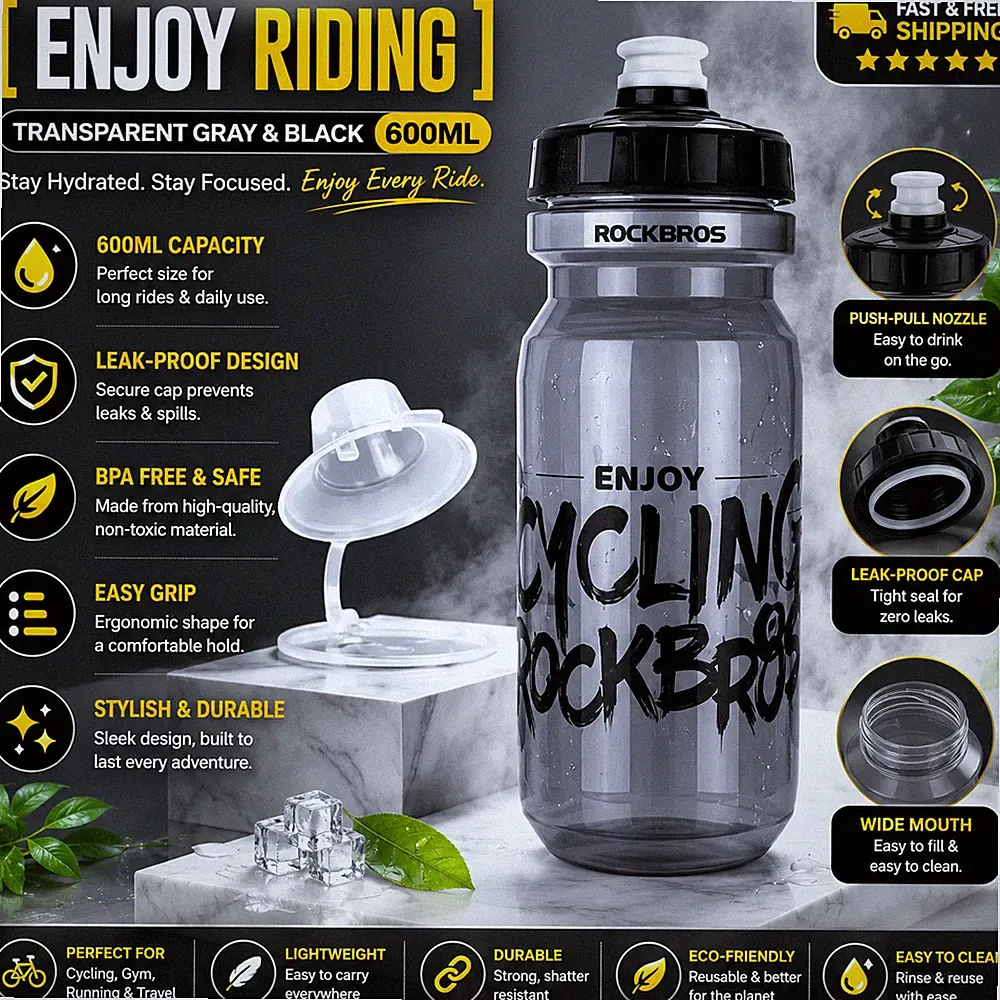 ROCKBROS Bicycle Water Bottle MTB Road Bike Sports Drinking Bottle Large Capacit