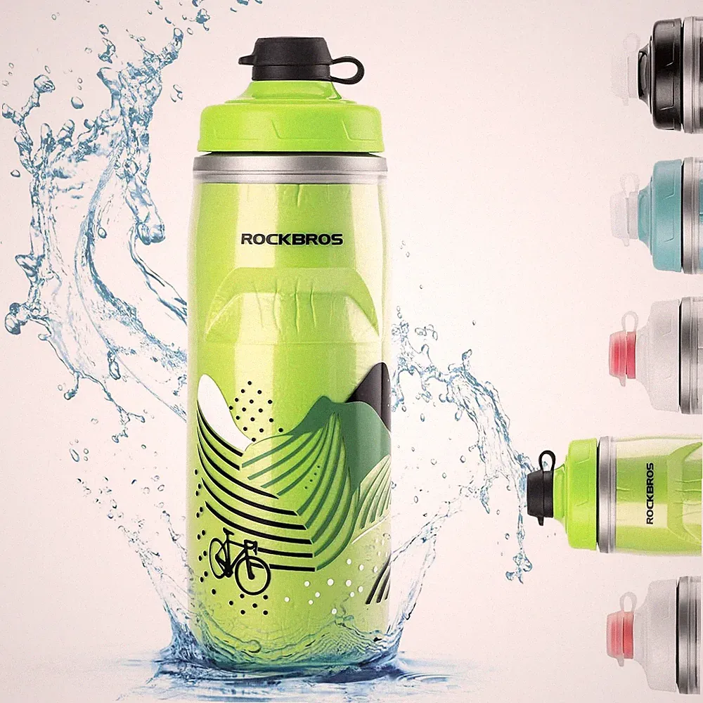 ROCKBROS Bike Water Bottle 21oz for 5hrs Insulation Sport Squeeze with Leakproof