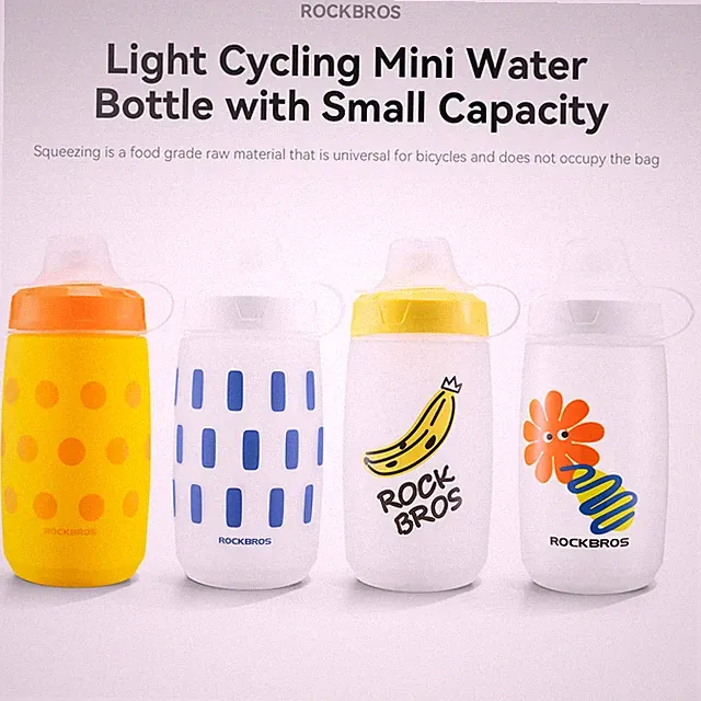 ROCKBROS Kids Water Bottle 430ml Squeeze Leakproof Cute Cartoon Cycling Bottle